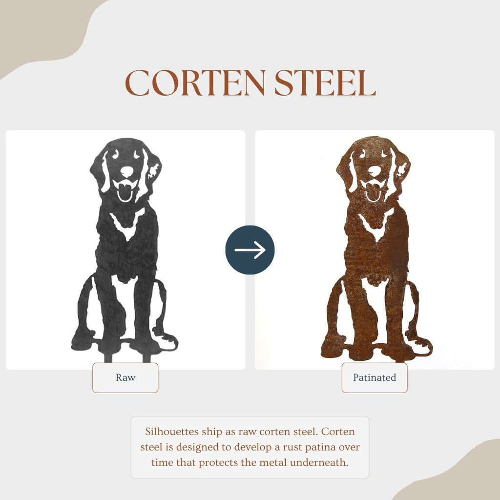 Golden Retriever Sitting Metal Art – Handcrafted Dog Décor