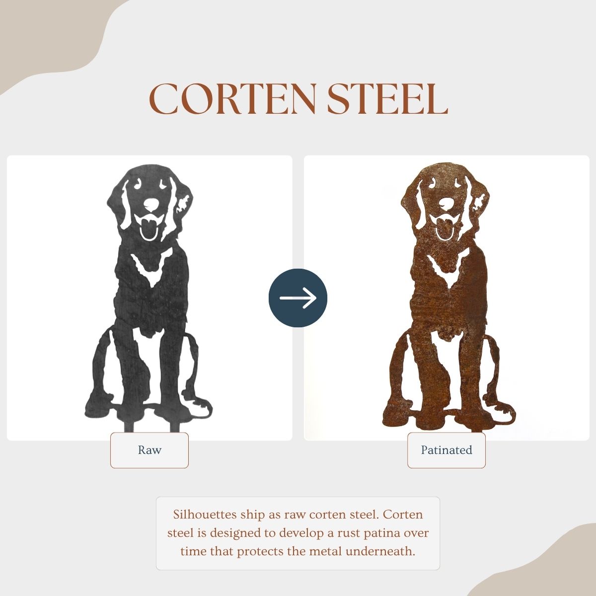 Golden Retriever Sitting Metal Art – Handcrafted Dog Décor