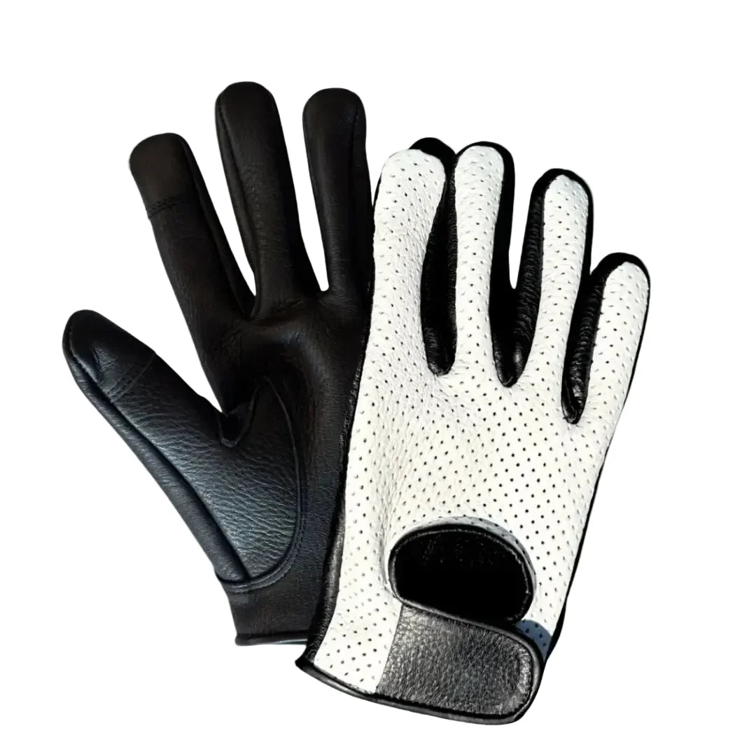White Ventilated Touchscreen Driving Gloves