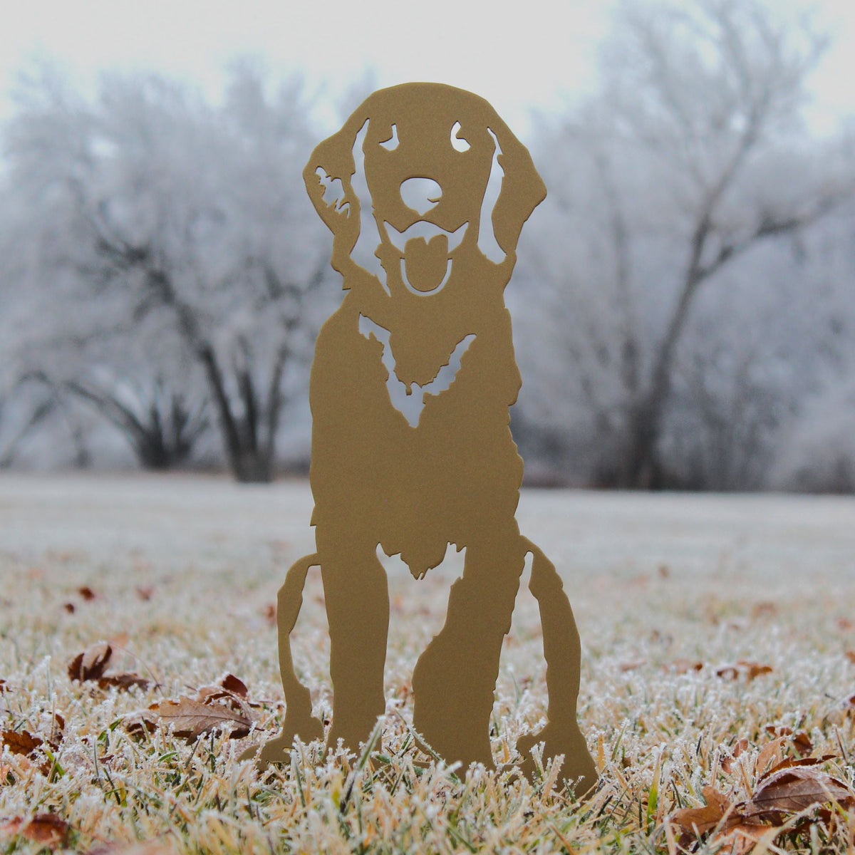 Golden Retriever Sitting Metal Art – Handcrafted Dog Décor