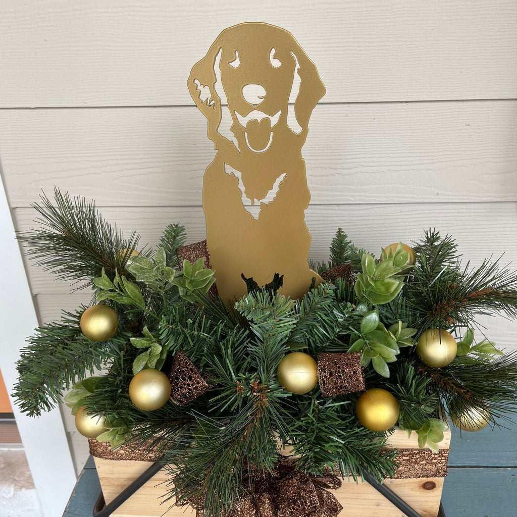 Golden Retriever Sitting Metal Art – Handcrafted Dog Décor