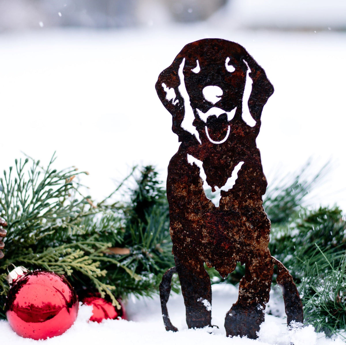 Golden Retriever Sitting Metal Art – Handcrafted Dog Décor