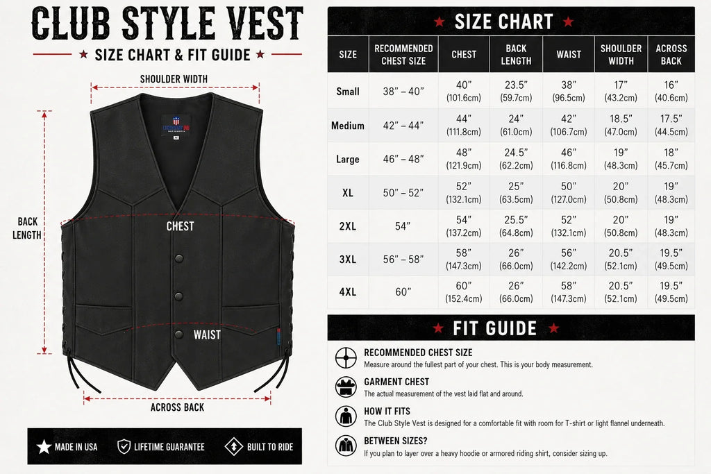 Legendary Men's Leather Club Motorcycle Vest