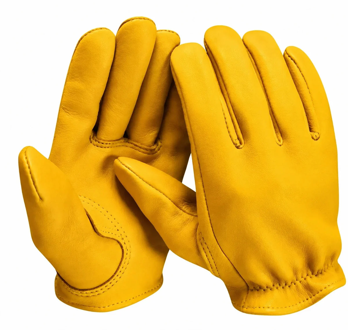Gold Short Wrist Deerskin Gloves