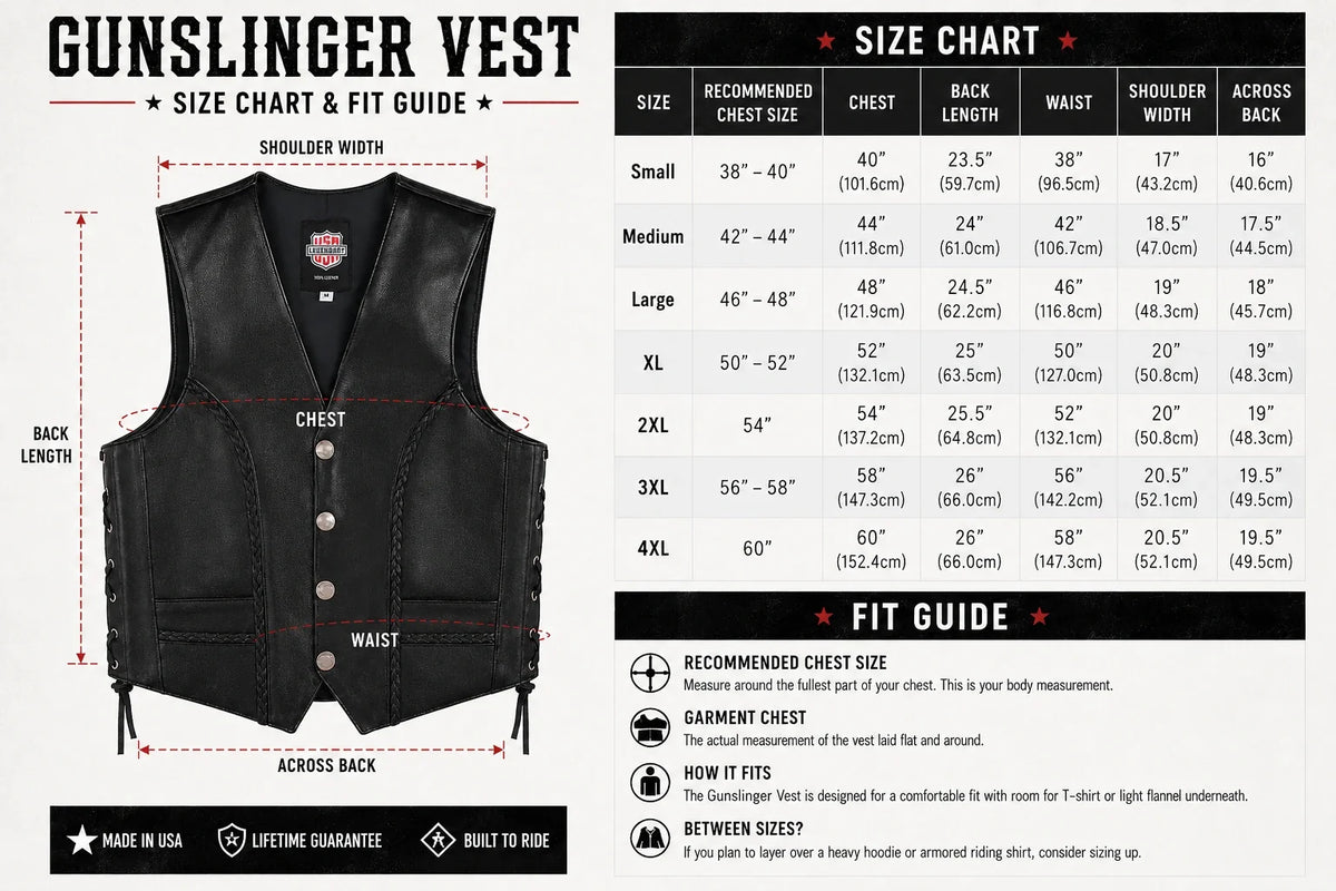 Legendary Gunslinger Men's Leather Vest