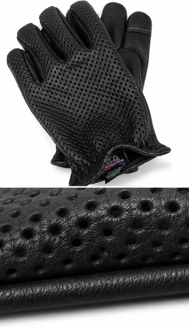 Ventilated Short Wrist Touchscreen Deerskin Gloves