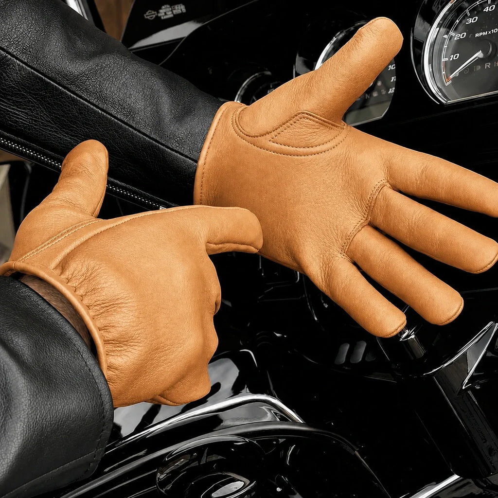 Tan Short Wrist Deerskin Gloves